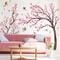 Extra Large Pink Cherry Blossom Tree Wall Stickers, Kids Room, Living Room Decoration with with Bird & Flower Decal