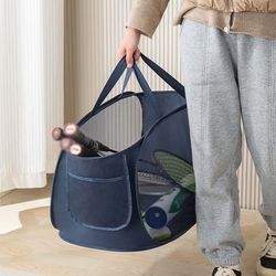 horizontal foldable laundry basket large capacity mesh cloth breathable laundry hamper, storage baskets for home