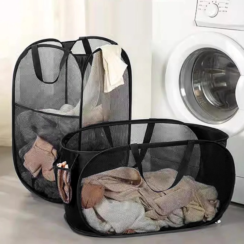 Horizontal Foldable Laundry Basket Large Capacity Mesh Cloth Breathable Laundry Hamper, Storage Baskets for Home