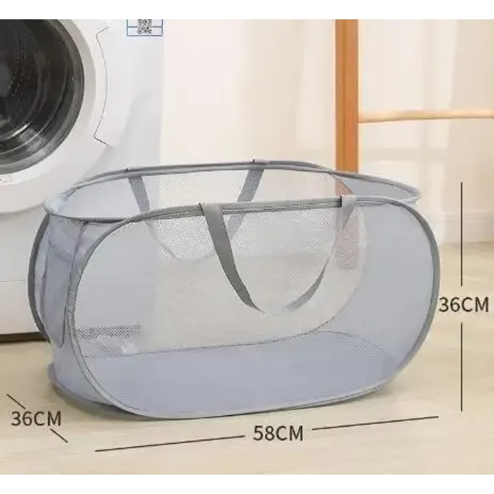 Horizontal Foldable Laundry Basket Large Capacity Mesh Cloth Breathable Laundry Hamper, Storage Baskets for Home