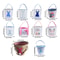 Easter Bunny Bag, Cute Cloth Holiday Bucket with Handle for Kids, Decorative Blue Lacework & Footprint Design