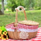 Sturdy Wicker Picnic Basket with Removable Washable Lining, Double Lid Handle Picnic Hamper for Beach, Hiking & Outdoor