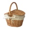 Sturdy Wicker Picnic Basket with Removable Washable Lining, Double Lid Handle Picnic Hamper for Beach, Hiking & Outdoor