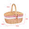 Sturdy Wicker Picnic Basket with Removable Washable Lining, Double Lid Handle Picnic Hamper for Beach, Hiking & Outdoor
