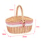 Sturdy Wicker Picnic Basket with Removable Washable Lining, Double Lid Handle Picnic Hamper for Beach, Hiking & Outdoor