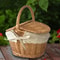 Sturdy Wicker Picnic Basket with Removable Washable Lining, Double Lid Handle Picnic Hamper for Beach, Hiking & Outdoor