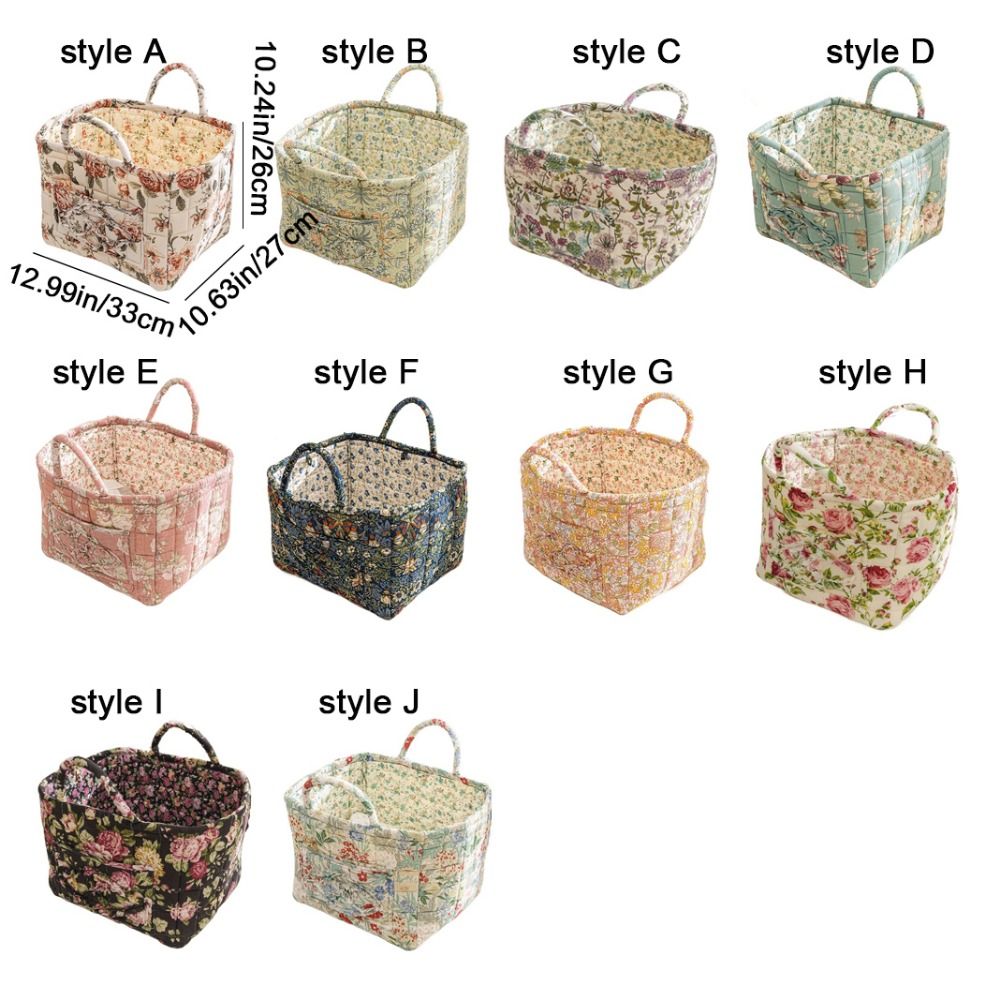 Elegant Pastoral Style Fabric Storage Basket, Washable, Foldable Sundries Organizer for Clothes, Stackable Picnic Basket