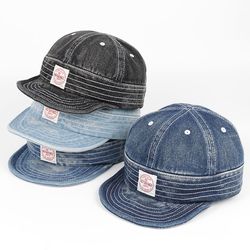 fashion denim caps for men women, korean japanese soft vintage baseball hat, short brim snapback hip hop style