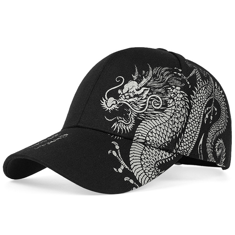 Men Chinese Dragon Totem Baseball Cap, Summer Snapback Hat for Women, Cool Outdoor Sun Protection Streetwear