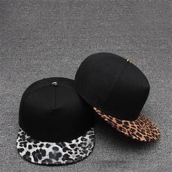 leopard snapback cap women baseball hat, streetwear flat brim cap, hip hop gorras sport hat for men and women