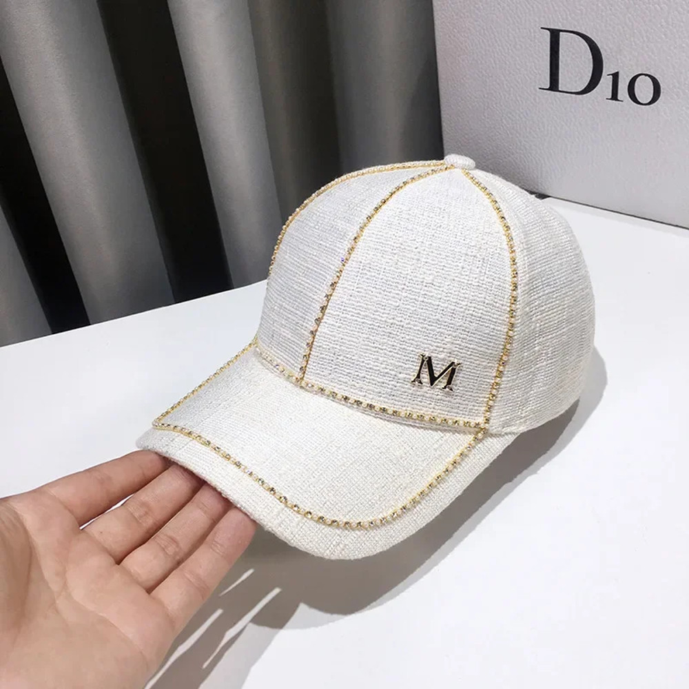 Women Rhinestone Letter M Baseball Cap Spring Adjustable Hip Hop Hat Fashion Shiny Cap For Outdoor 6