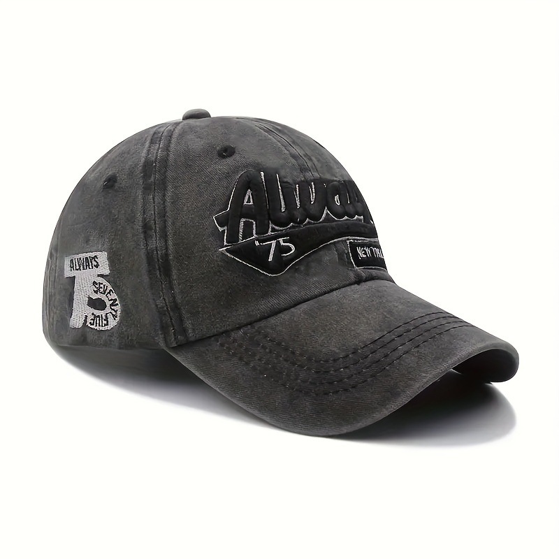 Washed Denim Baseball Cap for Men Women, Adult Unisex Summer Outdoor Sports Hat, Casual Letter Embroidered Sun Cap