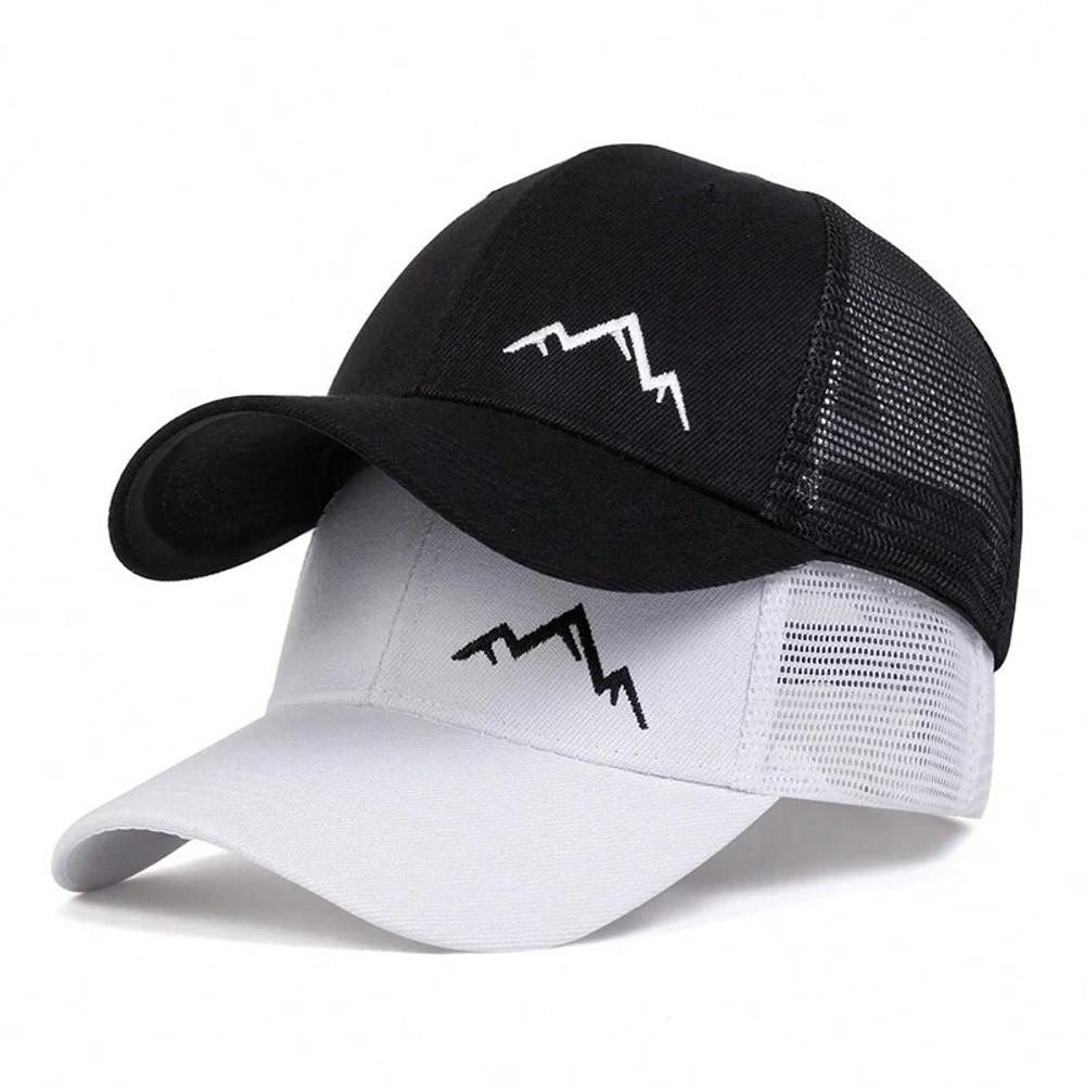 Adjustable Casual Unisex Mountain Range Embroidery Net Caps Spring And Summer Outdoor Sun Hat For M 1