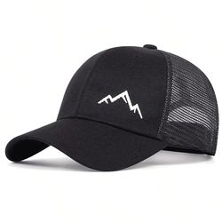 adjustable casual unisex mountain range embroidery net caps, spring and summer outdoor sun hat for men and women