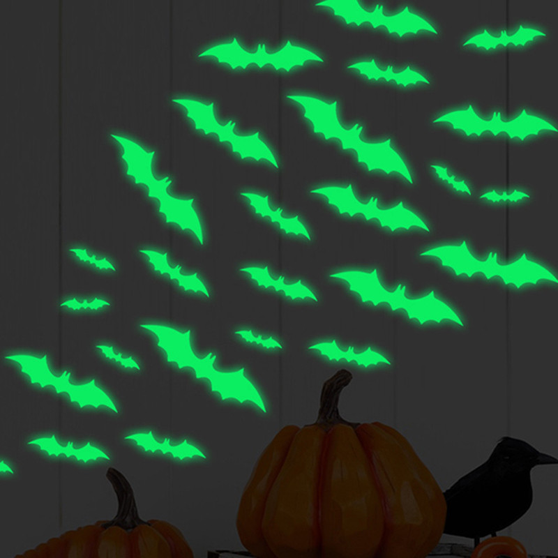 Glow Halloween Wall Stickers, Glow In The Dark Window Decals, Bat Decal, Haunted House, Halloween Holiday Decor