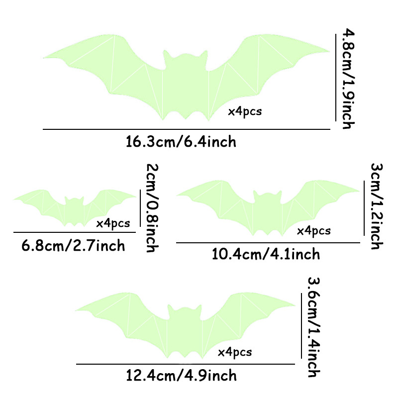Glow Halloween Wall Stickers, Glow In The Dark Window Decals, Bat Decal, Haunted House, Halloween Holiday Decor