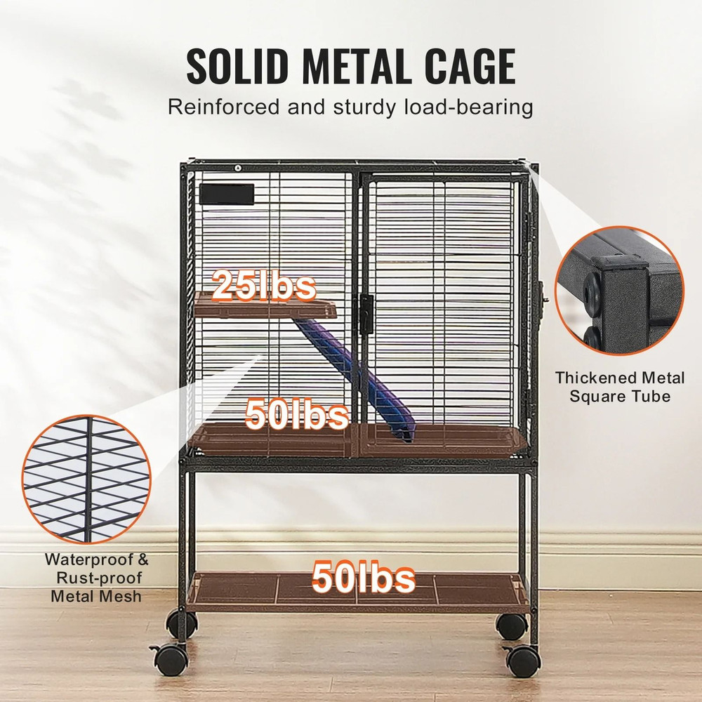 Metal Ferret Cage With Wheels Large 4Level Small Animal Cage For Hamster Rat Guinea Pig Chinchilla  4