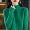 Autumn Winter Women Sweater, Fashion Warm Bottoming Shirts, Half High Collar Knitwear Solid Long Sleeve Pullovers