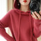 Hooded Sweater Woman, Autumn Winter Warm Knit Tops, Long Sleeve Pullover, Fashion Jumper, Solid Casual Bottoming