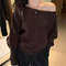 Long Sleeve Knitted Pullover, Thick Off Shoulder Sweater, Loose Casual Autumn Outwear for Women