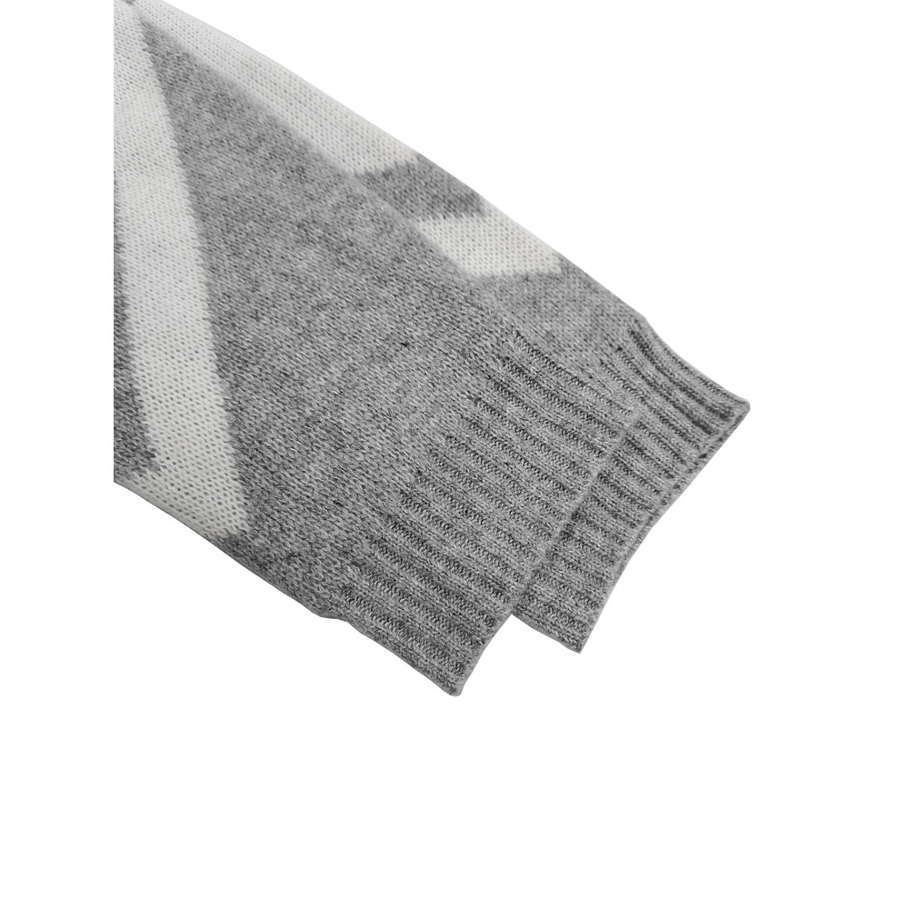 New Womens Casual Loose Sweater, V Neck Woolen Top, Large Size Geometric Pattern Pullover