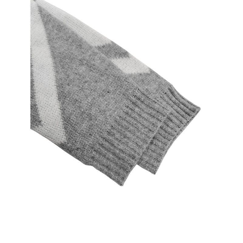 New Womens Casual Loose Sweater, V Neck Woolen Top, Large Size Geometric Pattern Pullover