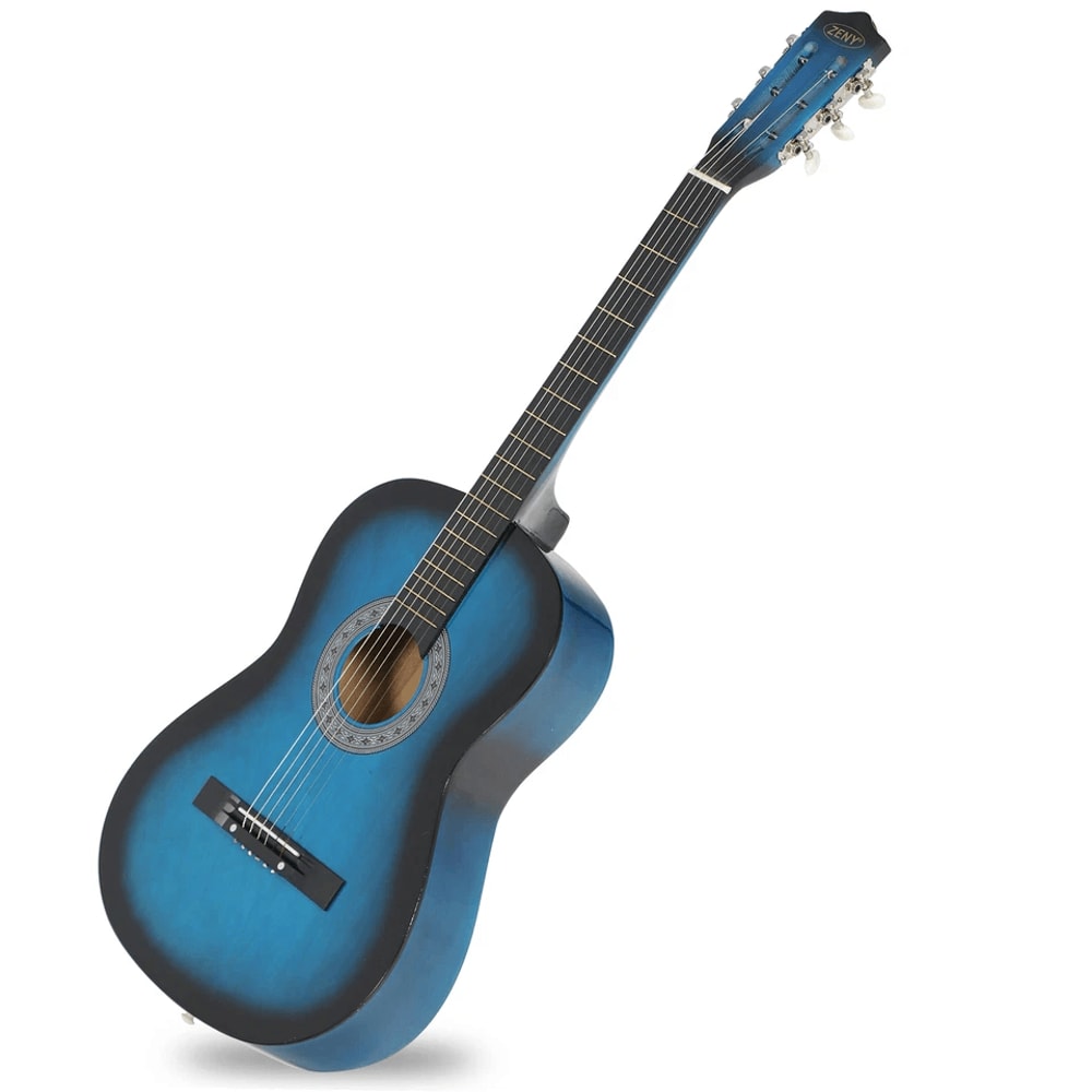 Blue Beginner Acoustic Guitar Bundle W Case Tuner Strap Extra Strings 1