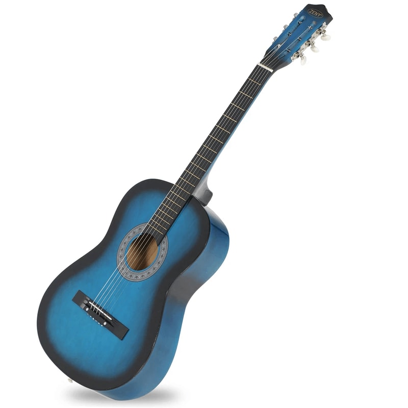 Blue Beginner Acoustic Guitar Bundle W Case Tuner Strap Extra Strings 1