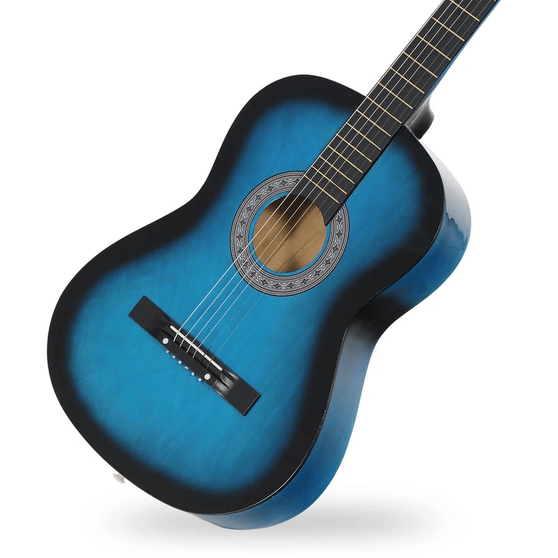 Blue Beginner Acoustic Guitar Bundle W Case Tuner Strap Extra Strings 2