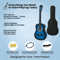 Blue Beginner Acoustic Guitar Bundle W Case Tuner Strap Extra Strings 3