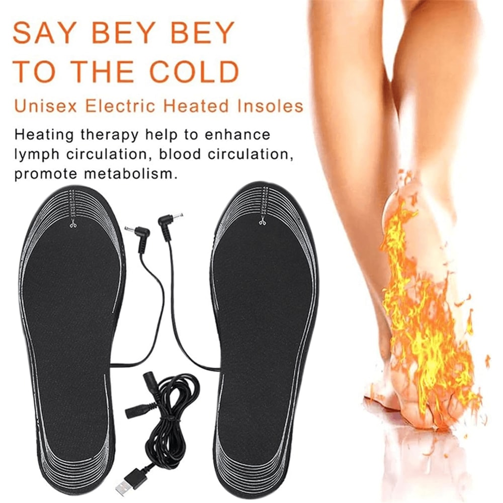 USB Rechargeable Heated Insoles Customizable Electric Heated Shoe Pads for Winter Skiing, Hiking Outdoor Foot Warmers
