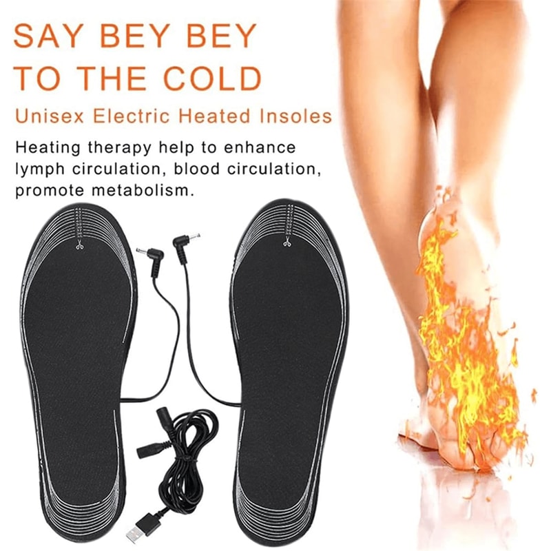 USB Rechargeable Heated Insoles Customizable Electric Heated Shoe Pads for Winter Skiing, Hiking Outdoor Foot Warmers