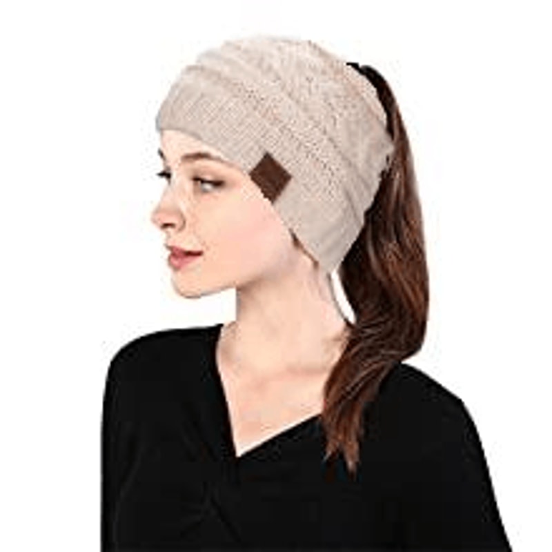 messy bun beanie for outdoor activities