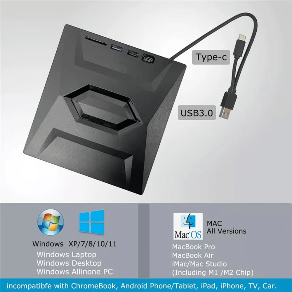 External USB CDDVD Drive For PC Mac Read Write Backup Discs Anywhere 1