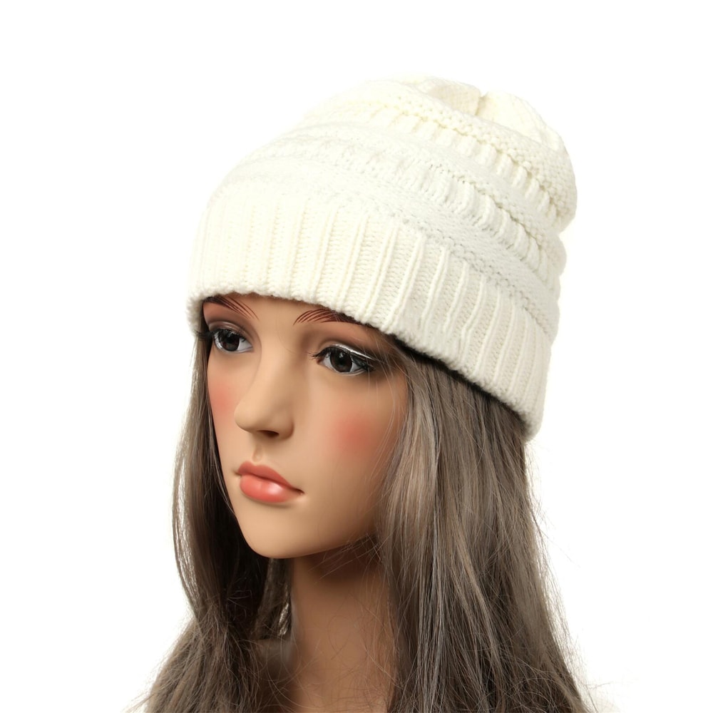 Chunky Cable Knit Beanie Hat For Women Trendy Warm Soft Winter Hat 0
