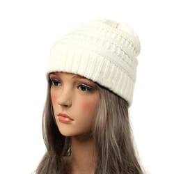 chunky cable knit beanie hat for women, trendy, warm & soft winter hat