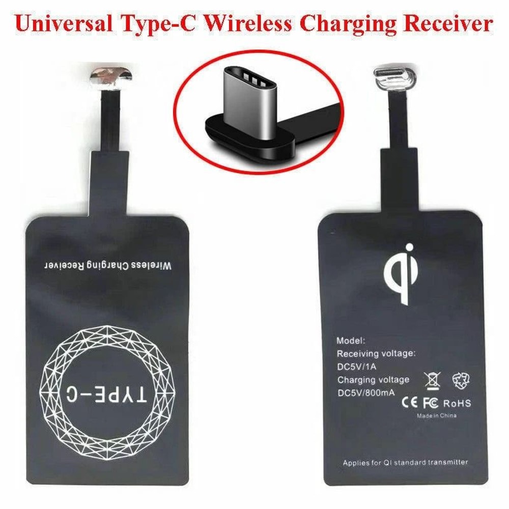 Fast Charging QI Wireless Adapter Compatible With Samsung Android Phones USB C Micro USB 3