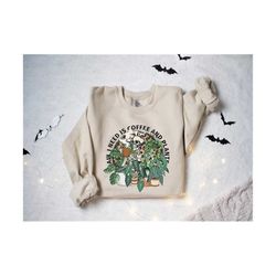 coffee and plant sweatshirt, halloween plant shirt, skeleton plant lover shirt, leopard plant lady, gift for plant lover