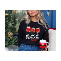 christmas spirit sweatshirt, christmas wine lovers, christmas wine party, christmas wine sweatshirt, gift for wine lover