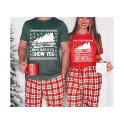 bend over and i&39ll show you christmas couple matching t-shirt, griswold family shirt, cute christmas tree t-shirt, chr