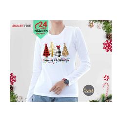 merry christmas tree long sleeve t shirts, matching family christmas sweatshirt, cute christmas shirts women men, christ