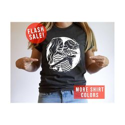 aesthetic skeleton lesbian couple t-shirt, queer love apparel, lesbian bridal party outfit, cute gay valentine gift, hug