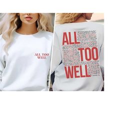 all too well tshirt, all too well sweater, all too well hoodie, taylor red albumn shirt, taylor merch, the eras tour shi