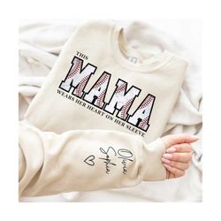 custom baseball mama sweatshirt with kids name on sleeve,  baseball top for mom, baseball season hoodie, sports mom tee,