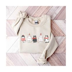cute cat christmas sweatshirt, christmas cat lover gift, cat mom holiday shirt, womens christmas shirt, holiday shirt, f