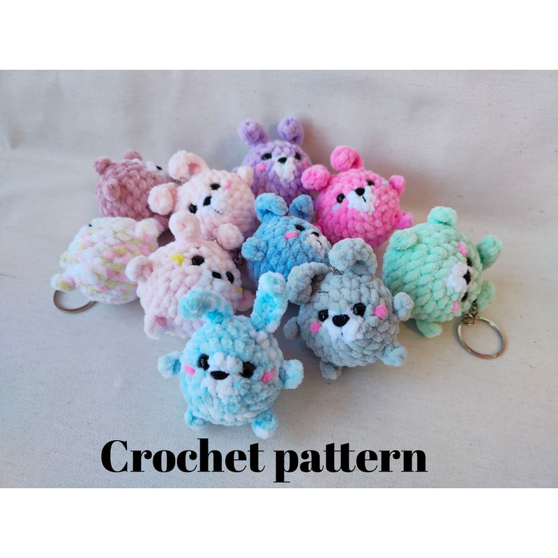 Crochet Bunny Keychain Plush Pattern Bunnny Pattern 0