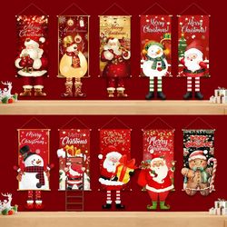 Merry Christmas Decorations: Santa Claus Hanging Flag, Xmas Gifts, Ornaments, New Year 2024 - Navidad Natal Home Decor