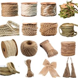 5m natural vintage jute cord string for gift wrapping, crafts, party, wedding decoration - burlap twine rope supplies