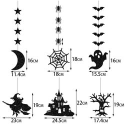 Halloween Hanging Garland: Scary Spider, Witch, Ghost, Bat Decorations - 6pcs for Happy Halloween Party Decor at Home