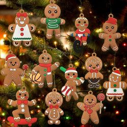 12 Christmas Gingerbread Man Ornaments 3" for Tree Decor